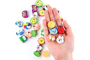 NEBURORA 30 Pcs Rubber Animal Erasers Assortment Novelty Pencil Erasers for Party Favors, Homework Rewards, Gifts for Students