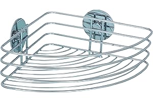 WENKO Duschablage Ecke ohne Bohren, Turbo-Loc Eckablage bis 40 kg Tragkraft, verchromter Stahl rostfrei, Wandablage Bad