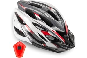 Shinmax Casque Velo Homme Femme Casque Vélo avec LED Lampe de Sécurité Protection Casque VTT et VTC avec Visière Amovible pour Adultes Casque Cyclisme pour Montagne Route Réglable Taille 57-62 cm