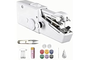 ROMINVIC Nähmaschine,Handnähmaschine,Tragbare Mini Elektrische Nähmaschine mit Nähzubehör, für Anfänger, Einfach Bedienbar für Leder, Stoffe, Kleidung & Heimtextilien (Weiße)