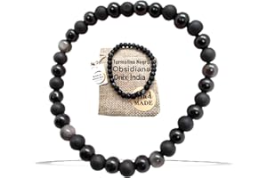 World Goblins - Pulsera Tibetana Budista Triple Protección Elástica con Obsidiana Negra, Turmalina y Ónix India - 20cm Adaptable - Piedras Naturales Energéticas, Hecha a Mano 100% (TRIPLE-PROTECCION)