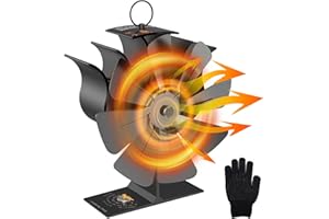 DEECOZY Ventilateur Poele à Bois, Ventilateur De Cheminée à Chaleur Silencieux Ventilateur Cheminee Écologique Alimenté à La Chaleur à 8 Pales pour Poêle à Bois Cheminée Gaz Bûche Poêle à Granulés