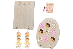 Lostwry 4 Piezas Soporte para Donuts de Madera,Soporte de Donuts para Mesa Dulce Soportes de exhibición de rosquillas Donut Pared para decoración de Tartas Bodas cumpleaños Dulces