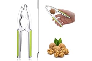 Ouligay Dziadek do orzechów włoskich, dziadek do orzechów włoskich i orzechów laskowych, metalowy dziadek do orzechów włoskich z igłami do orzechów włoskich, zielony dziadek do orzechów laskowych do