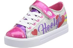 Heelys X2 Snazzy X2,Silver Rainbow Heart, Girl’s Wheeled Sneaker