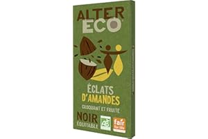 ALTER ECO - Tablette Chocolat Noir aux Éclats d'Amandes - Bio & Équitable - Chocolat Pérou - 100 g