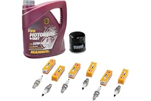 MVH BOCKAUF Kit d'entretien huile 4L + filtre à huile + bougies d'allumage pour Hon da GL 1500 GL1500 Goldwing SC22 SC22A SC29 année de construction 1988-2000