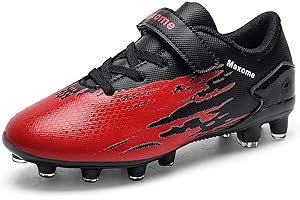Maxome Kids Football Boots, FG/AG Boys Girls Athletic Soccer Cleats Shoes for Training, Practice, Running with Velcro