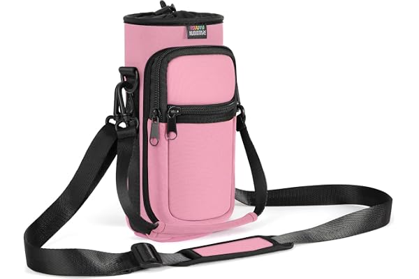 Nuovoware Sac à Bouteille en Néoprène, 750ml/1000ml/1800ml Porte-Bouteille avec Bandoulière&Dragonne Ajustable, Sac Fourre-Tout avec Poche, Accessoire Parfait pour Voyage Randonnée Camping