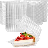 LATERN 100 Pieces Cake Slice Boxes, Individual Cheesecake Boxes Shell Shaped Cupcake Boxes Transparent Plastic Hinged Food Co