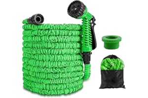Flexibel Gartenschlauch, 100FT Eozfly 30M Flexibler Wasserschlauch 1/2 3/4 Zoll FlexiSchlauch mit 7 Funktionen Brause Adaptern, Dehnbarer Garden Hose Schlauch für Gartenbewässerung, Autowäsche, Yard