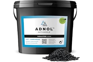 ADNOL® Aktivt kol pellets 5 liter av kokosnötsskal för luftrening och gasrengöring t.ex. för köksfläktar, CTC50, diameter 4 m