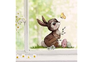 ‎ILKA PAREY WANDTATTOO-WELT Fensterbilder Fensterbild Fuchs Reh & Hasen mit Pusteblume Osterkorb Ostern wiederverwendbar Fensterdeko bf30 - ausgewählte Farbe: *bunt* ausgewählte Größe: *1. Hase mit Ostereier*