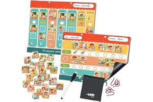 TINIOP® -Duo vecka- och dagplanering för barn, Montessori-magnetiska tavlor med 140 kompletta aktivitetsmagneter, idealisk för att etablera rutin och autonomi, ADHD-kompatibel, autism från 3 år