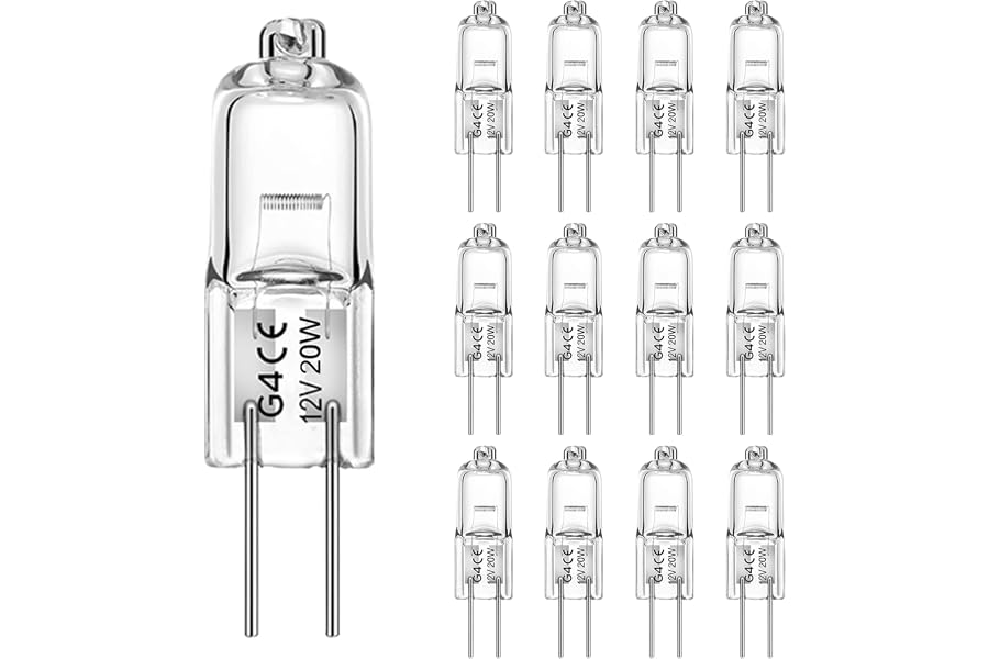 WeshLMPO Halogen G4 20w 12v 12 Stücke G4 Halogen Leuchtmittel 2700K Warmweiß Dimmbar für Backofen 300 Grad.