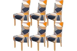 Jaotto Set of 4 Stretch Chair Covers, XL Chair Covers, Washable, Elastic, Stretch Chair Protector, Large Chair Covers for Chair, Dining Room, Hotel, Banquet (Geometry, Set of 6)