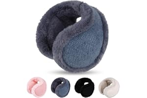 FADCAER Ear Muffs Foldable Winter Earmuffs Fleece EarMuffs Behind Head Style for Womens and Mens Soft Warm Windproof Plush Earmuffs for Indoor Outdoor Cycling Running Skiing Activities