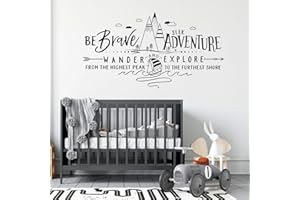 NACNIC Pegatina de pared ESTILO NÓRDICO. Vinilo decorativo AVENTURAS SALVAJES. Lámina adhesiva GEOMÉTRICA con FRASE INSPIRADORA "Be Brave, Seek Adventure". Decoración minimalista para Hogar, Oficina, Tienda