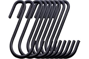 Crochets de Suspension,ilauke 32 Crochets en S Acier Inoxydable de 6cm Forme de S Crochets en Métal,Crochet Noir S Multifonctions,Double Crochet Cuisine pour Suspension Accroche Ustensiles de Cuisine