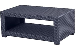 Trueshopping Rattan Coffee Table Outdoor Garden Furniture for Patio, Conservatory Side Table, Graphite Grey