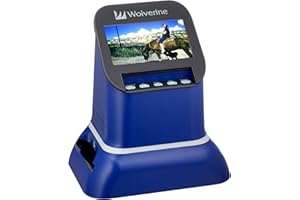 Wolverine F2D Saturn Digital Film & Slide Scanner - Converts 120 Medium Format, 127 Film, Microfiche, 35mm Negatives & Slides to Digital JPEG - Large 4.3" LCD w/HDMI Output (Blue)