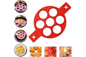 PELINUAR Flip'N'Cook – Flip N Cook – Moule à crêpes en silicone, moule à crêpes en silicone réutilisable, moule à crêpes en silicone pour cuisson (rond rouge)