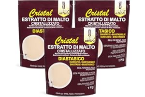 Malto Attivo, Box da 3 pezzi di Cristal Diastasico 1000g, Estratto di Malto Cristallizzato ad Elevato Potere Diastasico, Ideale per Panificazione, 5.000 Unità Pollak, Made in Italy.