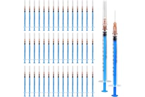 SPORWAY 100 Stück Spritze Steril, 1 ML Kunststoffspritze mit Nadeln mit Kappen, Kolostrumspritze 1 ML Dosier Spritze zum Nachfüllen und Messen von Flüssigkeiten, Haustierfütterung (Blau)