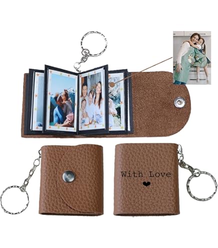 Porte-clés Personnalisé En Mini Album Photo En Cuir, Porte-clés Multi-photos Personnalisé, Cadeau De Noël/anniversaire/anniversaire Pour Couple/meilleur Ami/famille