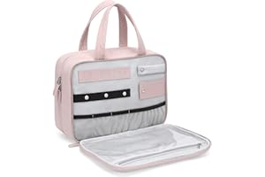 GOLF QUALITY Neceser de Viaje, Neceser de Maquillaje, Bolsa de Aseo Colgante para Mujer, Viaje al Baño, Rosa Ahumado, 8.6L