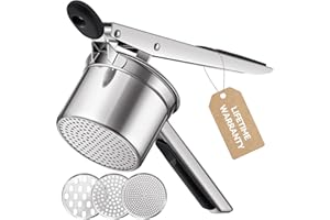 Sopito Schiacciapatate, schiacciapatate con 3 colini intercambiabili, in acciaio inox per purè di patate, purè di verdure, succhi di frutta e ricetta alimentare
