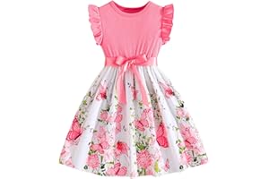 KQIVAM Girls' Summer Clothing Sets Sleeveless T-Shirt with Tulle Skirt Set Leisure Children's Dress Party Dress Festive Dress Kids Clothing Set Floral Pattern Girls Clothing