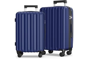 SHOWKOO Luggage Sets 2 Piece 24+28 Inch Hard Shell Polycarbonate Expandable Lightweight Durable Travel Carry on Suitcase Set with Spinner Wheels TSA Lock, Deep Blue