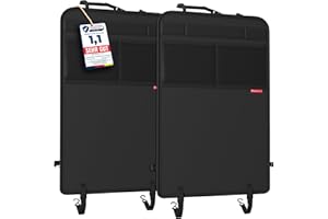 ATHLON TOOLS Protège-dossier de siège voiture avec revêtement, protection de dossier de siège auto Kick-Matte, renforcée - avec poches en maille - résistant à la saleté, facile d'entretien et