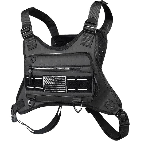 Borsa A Petto Uomo Running, Marsupio Sportivo In Nylon Impermeabile, 2.5L, Con Spallacci Regolabili, Per Corsa, Palestra E Outdoor, Nero - 2
