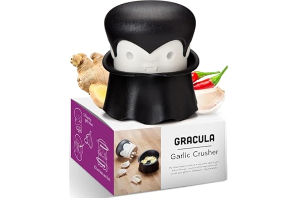 OTOTO Gracula presse ail, éplucheur d'ail, cadeaux halloween, aussi pour gingembre, noix, piments, herbes - cadeaux gothiques