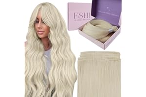 Fshine Extension Tissage Blond Blanc Génie Tissage Cheveux Naturel Humain Extension Cheveux De Trame Naturel Lisse 50G Weft Hair Extensions 60cm Couleur 1000