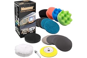 VIBRATITE 32 Pièces Renovateur Phare Voiture - Kit Rénovation Phare Voiture, Kit Polissage Phares Voiture, Restaurer Les Phares pour Auto et Moto, Set Papier Abrasif Eau/Sec 75mm