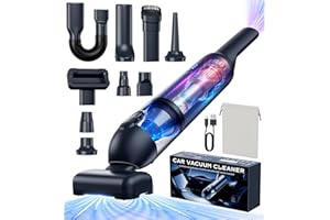 AIDISY Aspirateur à Main,16000Pa Aspirateur Voiture Puissant Sans Fil,9 In 1Aspirateur à Main Sans Fil avec Moteur Brushless&2 Vitesses, Mini Aspirateur de Voiture pour Canapé,Maison,Voiture,Bureau,Animaux