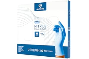KEMES Rękawiczki jednorazowe nitrylowe niebieskie M – 100 sztuk, bez lateksu i pudru, rękawiczki ochronne gumowe do domu, sprzątania, kosmetyki, medyczne