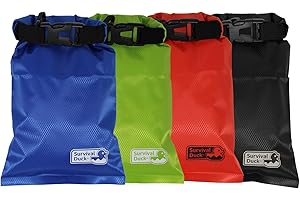 Survival Duck 1L Lightweight Dry Sack, Small Waterproof Dry Bag 1 Litre, Perfect for Keys, Cash Wallet (Multi Pack (4 Pack))