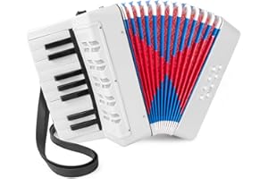 NEWFUN Accordeon Enfant，Accordeon，Accordéon Piano 17 Touches 8 Basses Instrument de Musique Avec Sangle en Cuir Rétractable，Convient aux Débutants, Aux Adultes Ou Aux Étudiants Instruments Éducatifs, Cadeaux