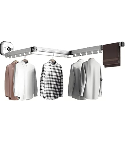 YCBTREE Wäscheständer Zur Wandmontage – Ausziehbar, Mit Saugnapf, 50x25 Cm, Faltbar Für Bad, Balkon & Kleine Wohnungen (Weiß)