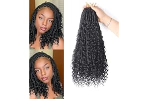 Ainimiu 14 Inch Goddess Box Braids Crochet Hair Bohomian Crochet Box Braids Curly Ends 8 Packs for Women Synthetic Braiding Hair Extension