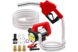 VELPAX 12V 200W Electric Diesel Transfer Pump, 45L/min Fuel Transfer Pumps, Self Priming Fuel Transfer Extractor Pump Kit with Aluminium Manual Nozzle and Hoses