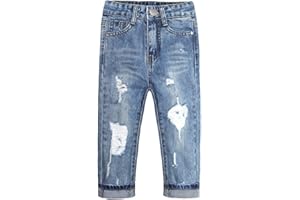 KIDSCOOL SPACE Jeans da Bambina Slim Strappati con Paillettes Rosa alla Moda con Stelle