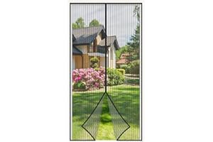 4UMOR Mosquitera Puerta Magnetica 150x225cm Mosquitera Iman Fuerte Cerrado Automático Cortinas Antimosquitos con Cinta Adhesiva Adecuado para Estudio Dormitorio Balcón Negro
