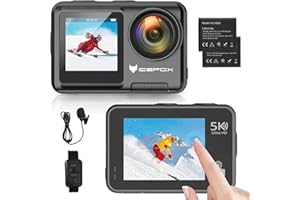 icefox Kamera Sportowa 5K 30FPS 20MP z ekranem dotykowym, EIS Regulowany kąt widzenia 4X Zoom, 30M WiFi wodoodporna kamera z zewnętrznym mikrofonem i akcesoriów