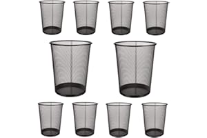 EUROXANTY® Corbeilles à papier | Poubelles en acier inoxydable | Boîtes à ordures de bureau | Grille métallique | 27 x 24 cm | 10 L | 10 Unités