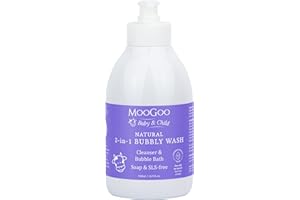 MooGoo 2-in-1 Bubbly Wash - Natural Baby Cleanser & Bubble Bath, Baby Body Wash & Shampoo, Soap, SLS, Fragrance-Free, Dermatologically Tested, Gentle for Sensitive Skin, 500ml / 16.9 fl.oz.